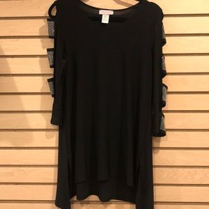 NWT Pretty Women Black Rhinestone Tunic